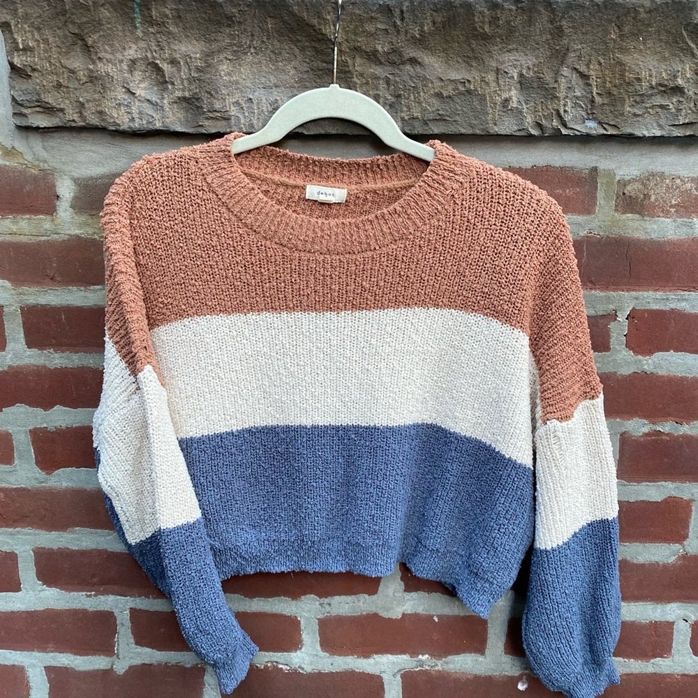 “Debut” striped cropped knit sweater - S